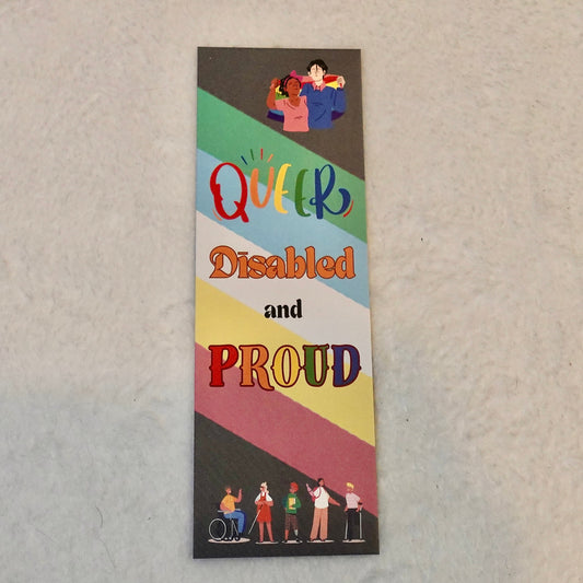 Queer, Disabled and Proud Bookmark: Disability Pride Flag, 2" x 6", 16 pt. Cardstock Gloss