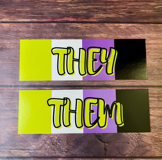 They/Them Non-Binary Bookmark: 6in x 2in, Double-Sided, 14 pt Cardstock