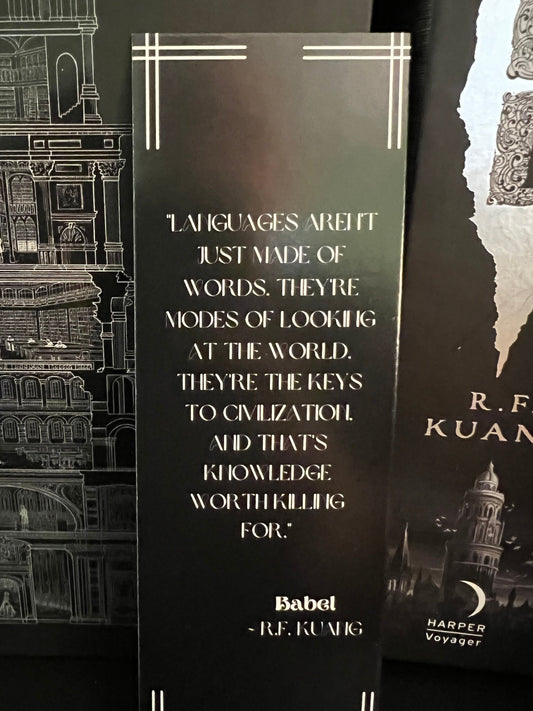 Language Bookmark: Babel Quote and Oxford Cityscape