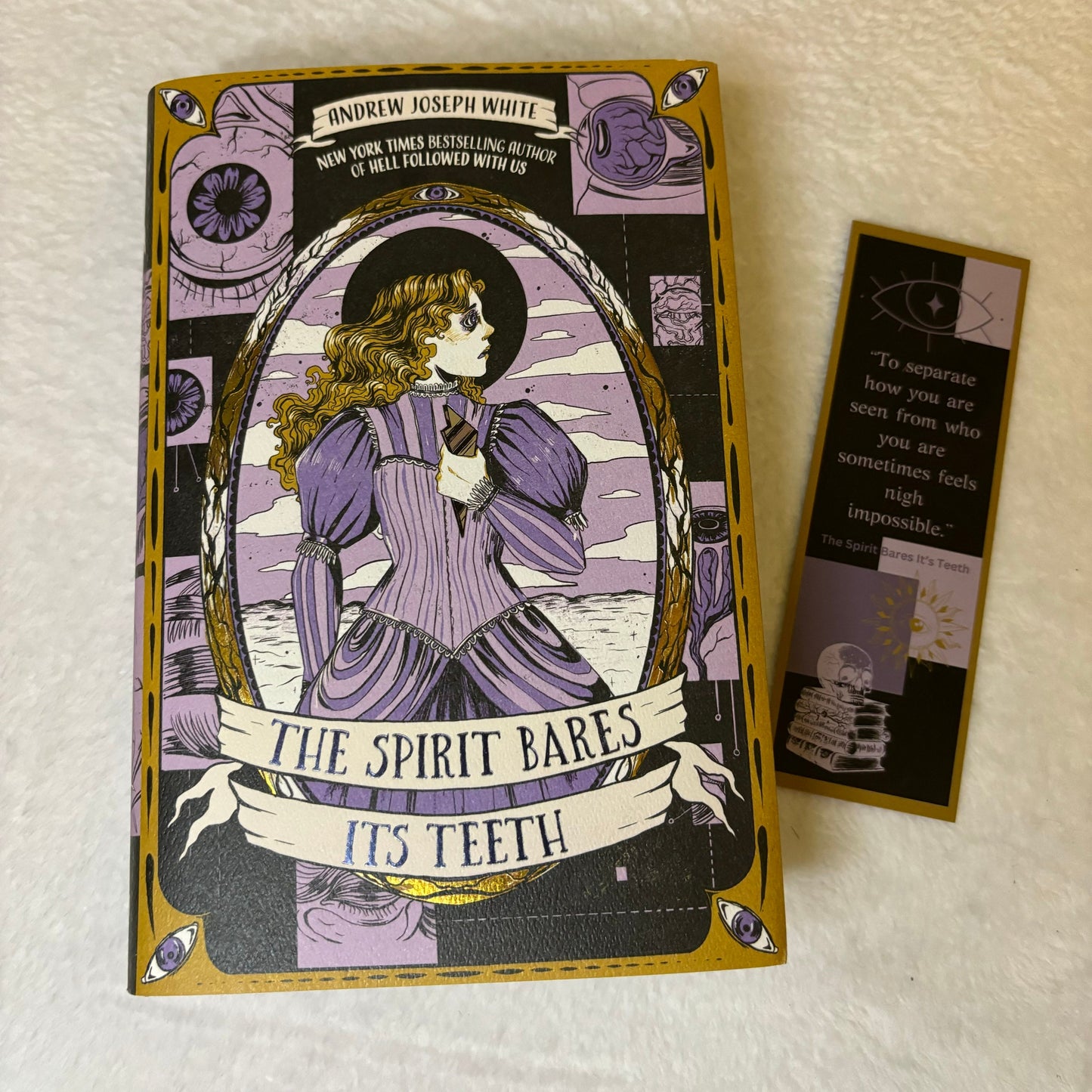 Trans Joy Bookmark with quotes from Hell Followed With Us and The Spirit Bares It's Teeth