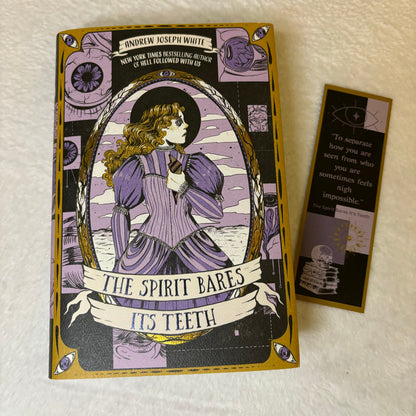 Trans Joy Bookmark with quotes from Hell Followed With Us and The Spirit Bares It's Teeth