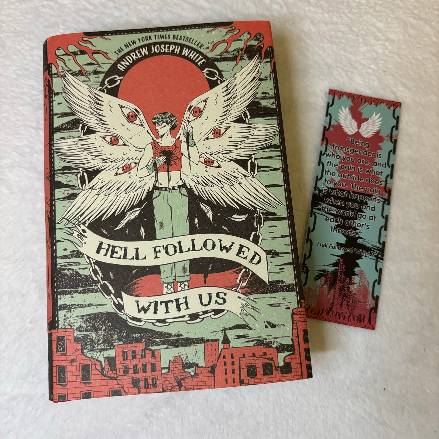 Trans Joy Bookmark with quotes from Hell Followed With Us and The Spirit Bares It's Teeth