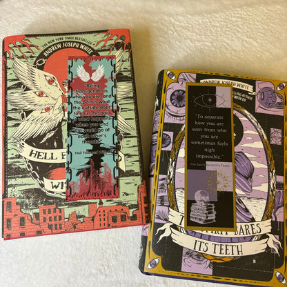 Trans Joy Bookmark with quotes from Hell Followed With Us and The Spirit Bares It's Teeth
